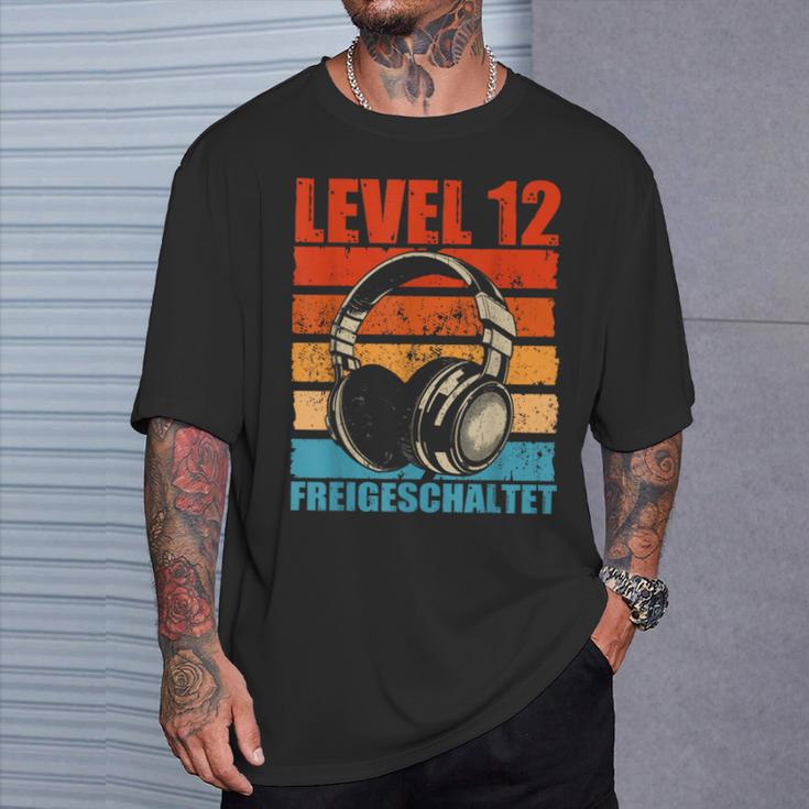 12Th Birthday Boysideo Gamer Level 12 Unlocked Boys T-Shirt Geschenke für Ihn