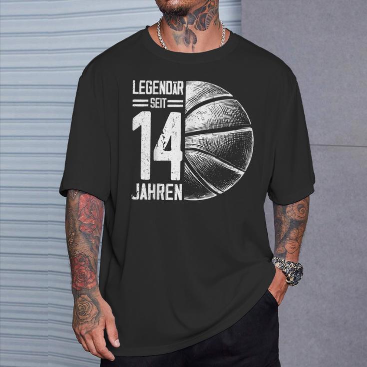 14Th Birthday Retro Basketball Player 14 Years Boy Boys T-Shirt Geschenke für Ihn