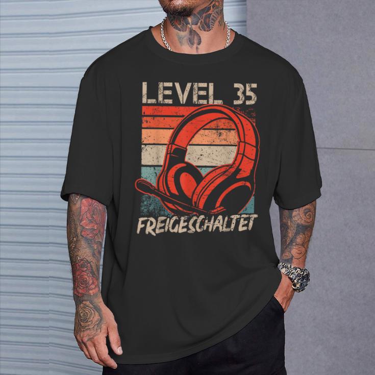 35Th Birthday Boysideo Gamer Level 35 Unlocked T-Shirt Geschenke für Ihn