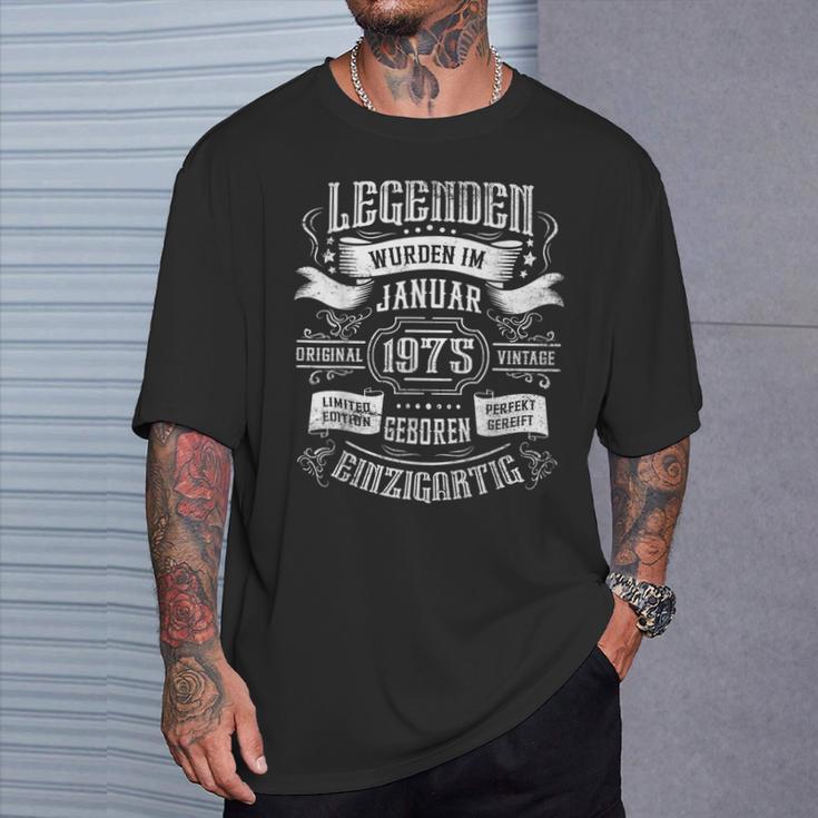 49Th Birthday Legends Were Born In January 1975 T-Shirt Geschenke für Ihn