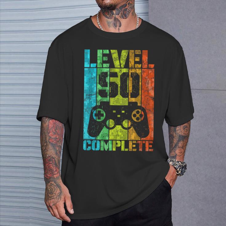 50Th Birthday Man Gamer Level Complete 50 Years T-Shirt Geschenke für Ihn