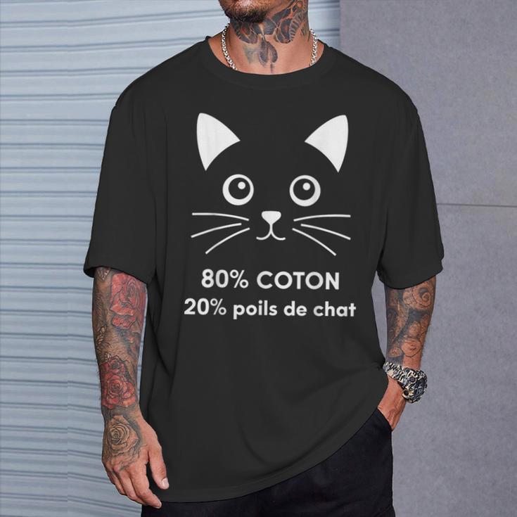 80 Coton 20 Poils De Chat Humour T-Shirt Cadeaux pour lui