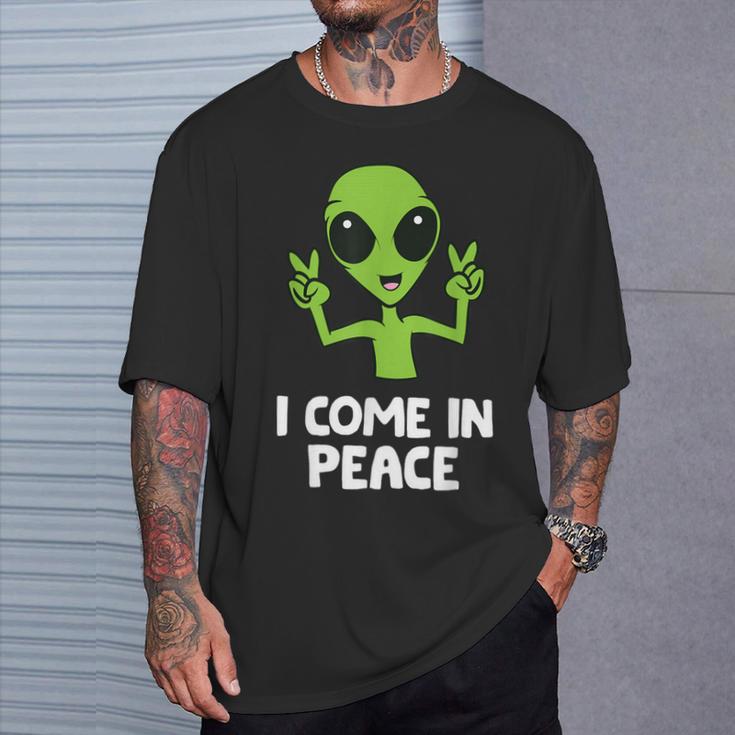 Alien I Come In Peace Space Rave Edm Music Alien T-Shirt Geschenke für Ihn