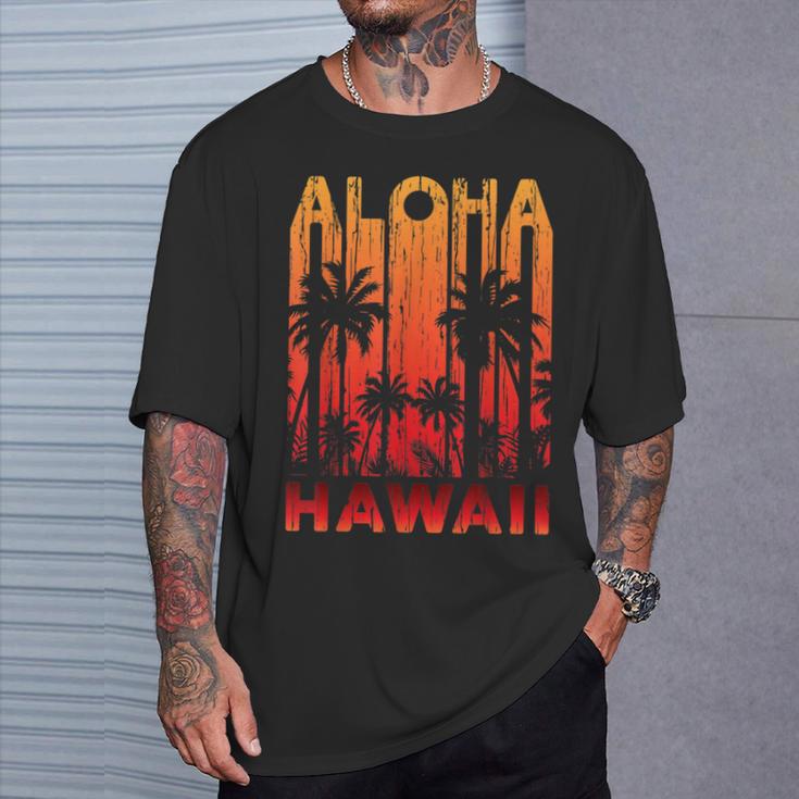 Aloha Hawaii Palm Trees Paradise Beach Holiday Summer T-Shirt Geschenke für Ihn