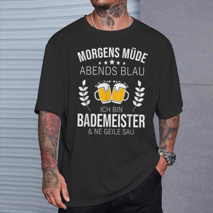 Bademeister Idea Swimming Pool Beer Sayings S T-Shirt Geschenke für Ihn