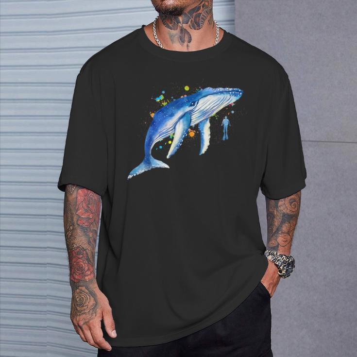 Blue Whale Diver Whale T-Shirt Geschenke für Ihn