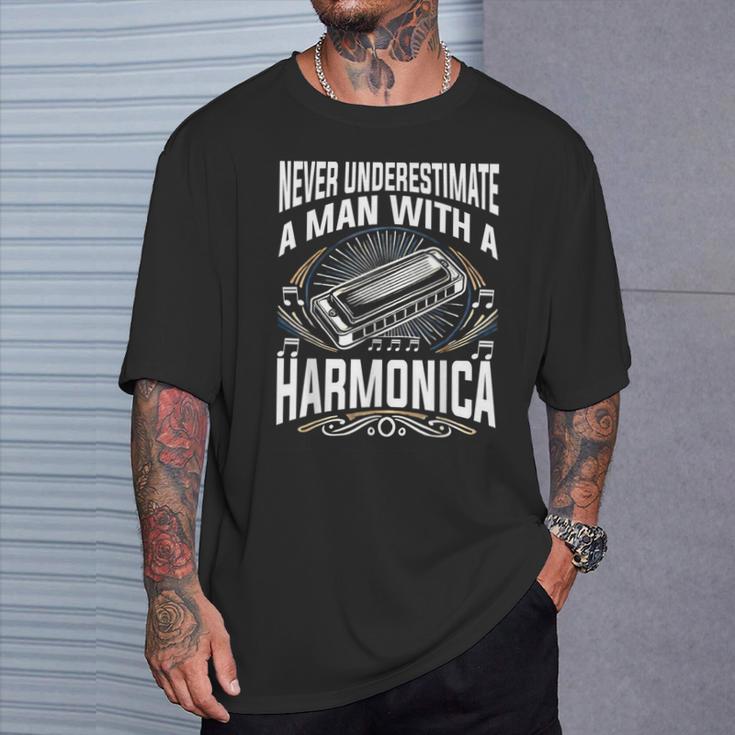 Blues Harp Harmonica T-Shirt Geschenke für Ihn