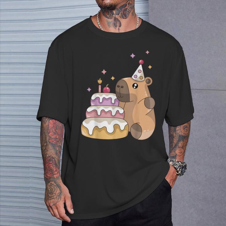 Capybara Cake Happy Birthday Animal Rodent Boy Girl Child T-Shirt Geschenke für Ihn