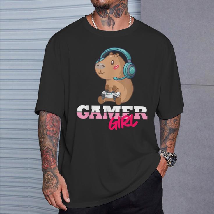 Capybara Gamer Gaming Girls' T-Shirt Geschenke für Ihn