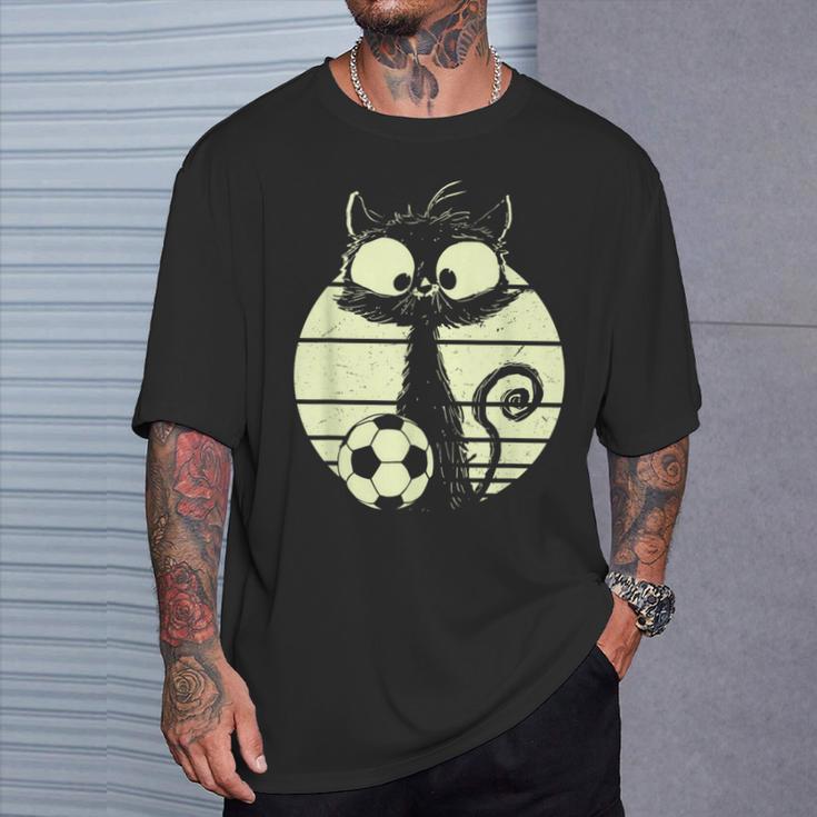 Cat Footballer Cats Cute Cat T-Shirt Geschenke für Ihn