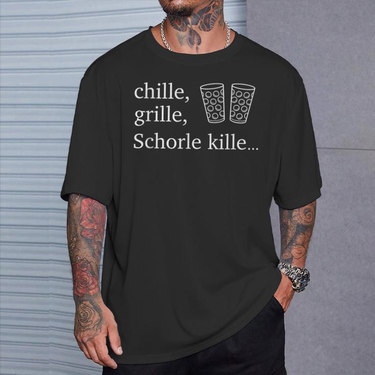 Chille Grille Schorle Kille & Dubbeglas T-Shirt Geschenke für Ihn