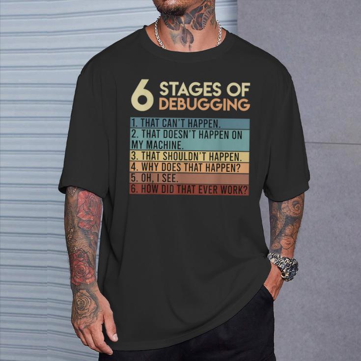 Coder Informatiker Admin 6 Stages Of Debugging Programmer T-Shirt Geschenke für Ihn