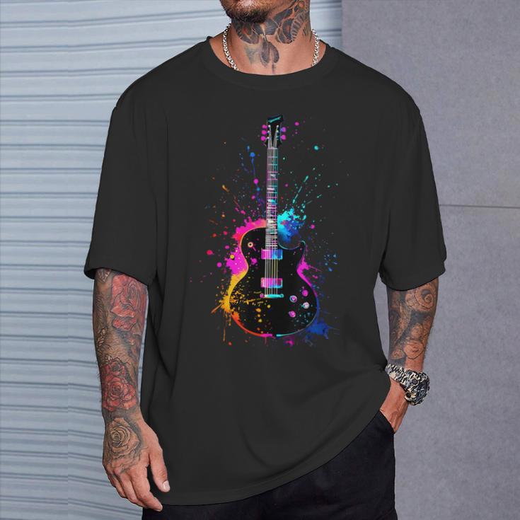 Colorful Guitarist Guitar Music Lover T-Shirt Gifts for Him