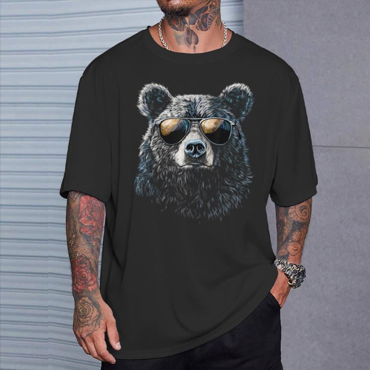 Cool Bear Portrait With Sunglasses Illustration Bear T-Shirt Geschenke für Ihn