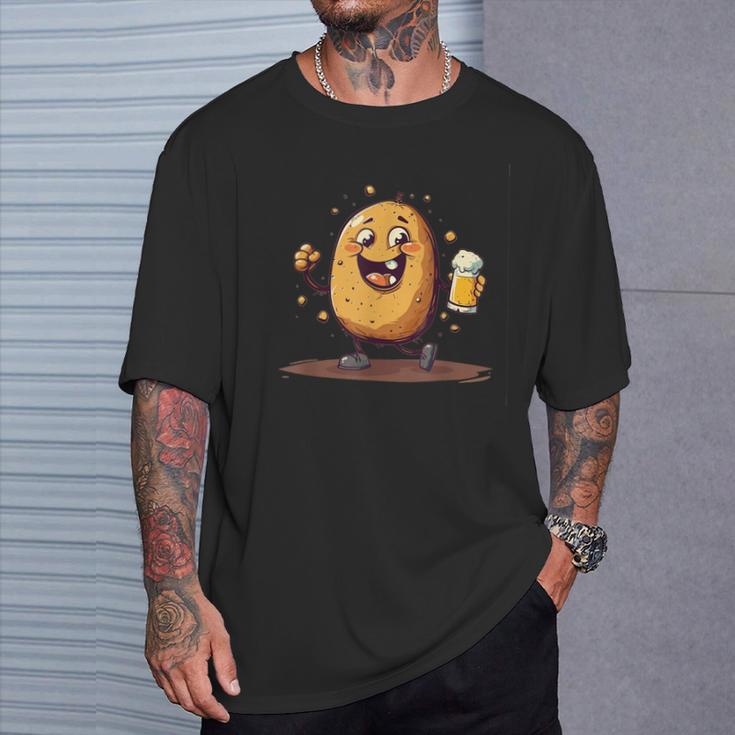 Cool Potato With Beer In Hand Costume T-Shirt Geschenke für Ihn