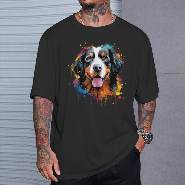 Cute Bernese Mountain Dog On Painted Bernese Mountain Dog T-Shirt Geschenke für Ihn