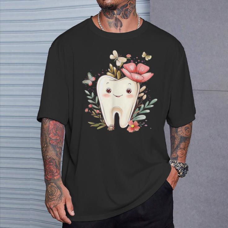 Cute Tooth With Flower I Children's Tooth T-Shirt Geschenke für Ihn