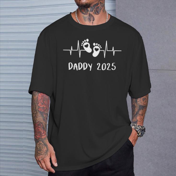 Daddy 2025 Heartbeat The Daddy Father's Day Birth Father T-Shirt Geschenke für Ihn