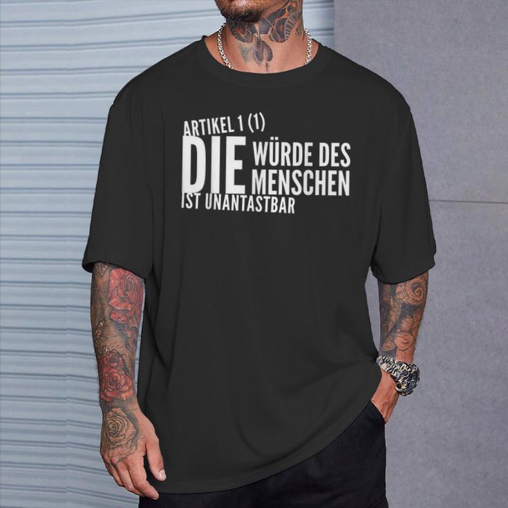 Die Würde Des Menschen Ist Unantastbar Gegen Rechts T-Shirt Geschenke für Ihn