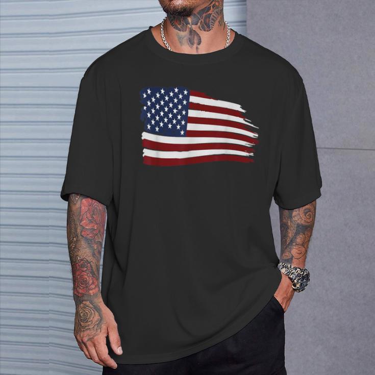 Distressed Us Usa Flag Stars And Stripes American T-Shirt Geschenke für Ihn