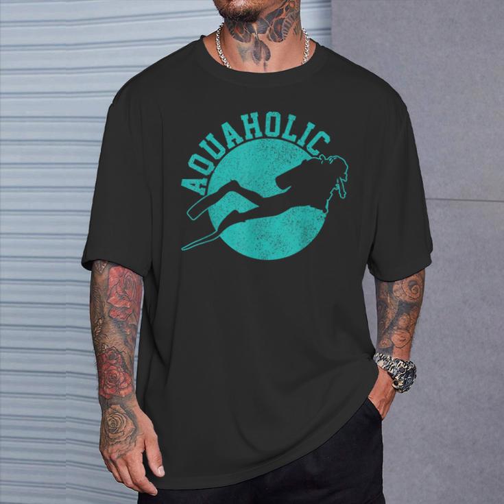 Diver Aquaholic Diving T-Shirt Geschenke für Ihn