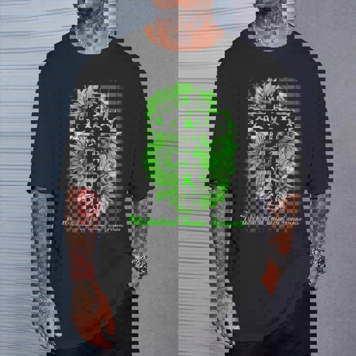 Drapeau Américain De Sensibilisation Aux Maladies Mitochondriales Tournesol T-Shirt Cadeaux pour lui