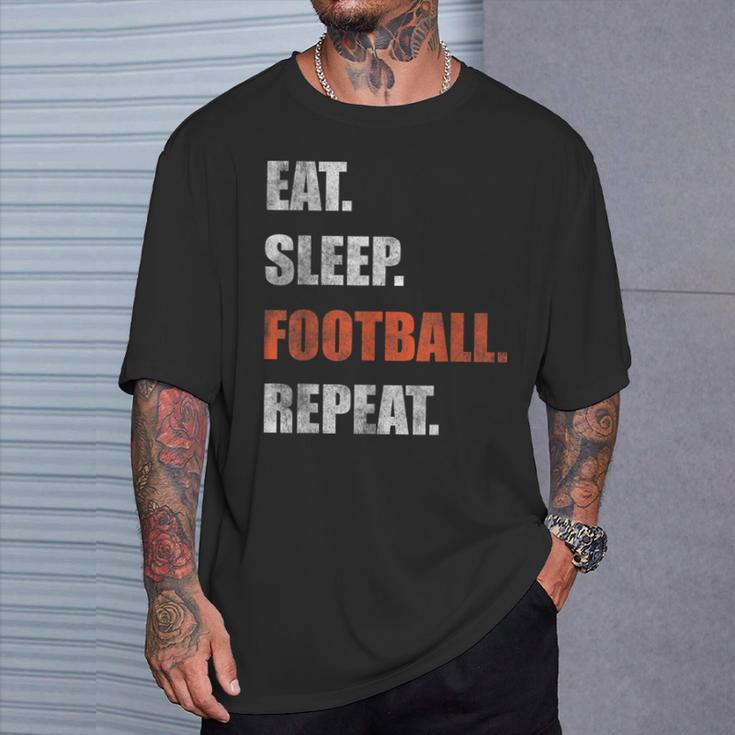 Eat Sleep Football Repeat American Football T-Shirt Geschenke für Ihn