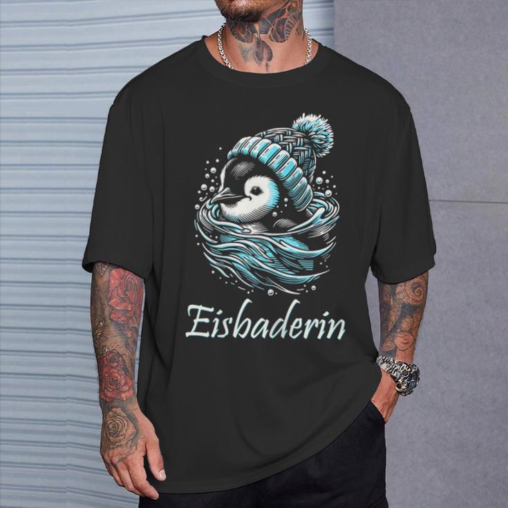 Eisbaderin Winter Swimming Penguin Women's Ice Bathing T-Shirt Geschenke für Ihn