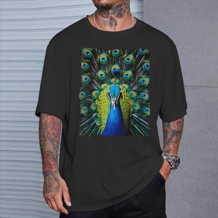 Elegant Peacock Eye Bird Watcher Blue Peacock T-Shirt Geschenke für Ihn