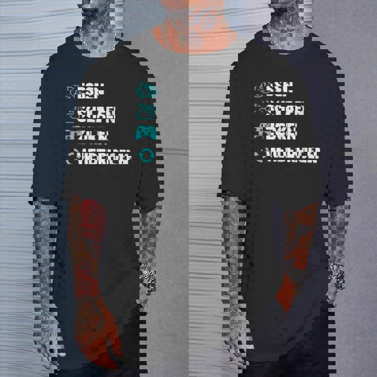 Essen Schlafen Zocken Wiederholen Gaming Zocker T-Shirt Geschenke für Ihn