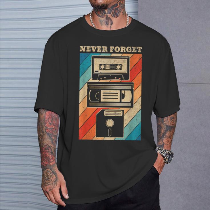 Never Forget Diskettehs Band 90S 80S Cassette T-Shirt Geschenke für Ihn