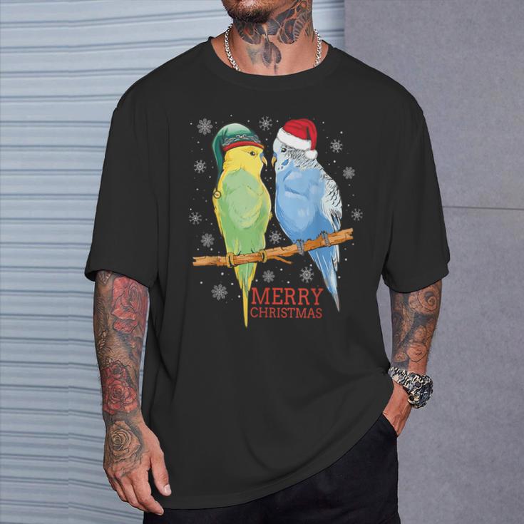 Frohe Weihnachten Budgies Birds T-Shirt Geschenke für Ihn