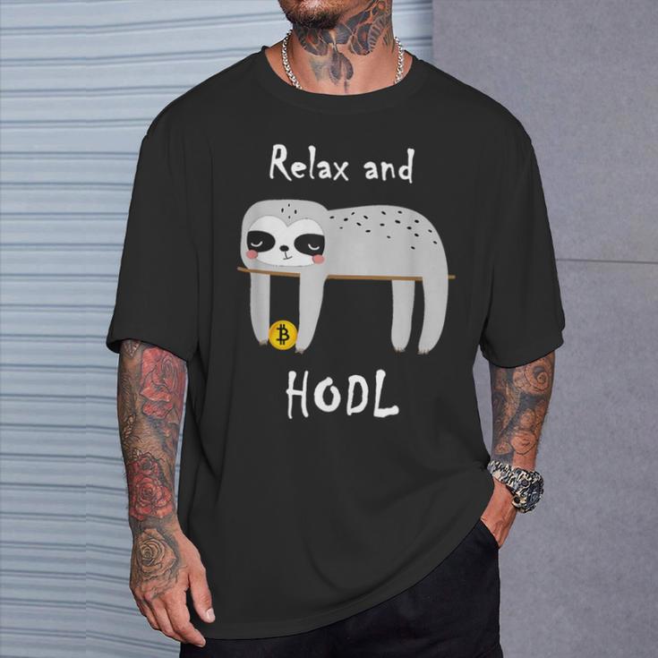 Bitcoin Krypto Sloth Hodl T-Shirt Geschenke für Ihn