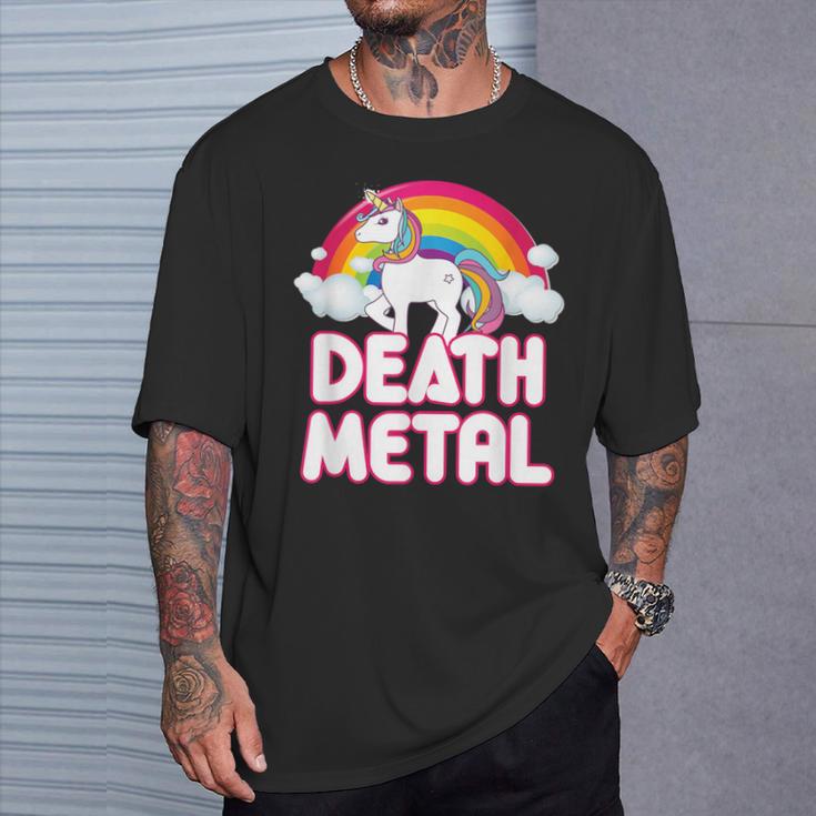 Death Metal Rainbow Unicorn T-Shirt Geschenke für Ihn