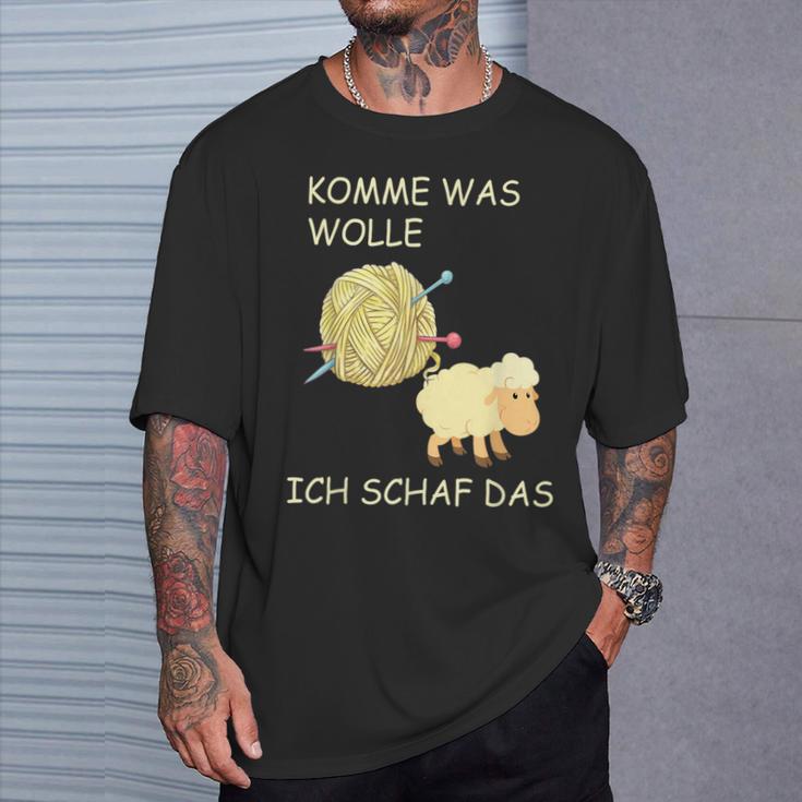 Knitting Saying Comme Was Wolle Ich Sheep Das T-Shirt Geschenke für Ihn