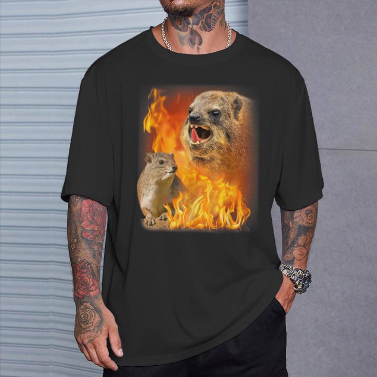 Rock Hyrax Fire Style T-Shirt Geschenke für Ihn