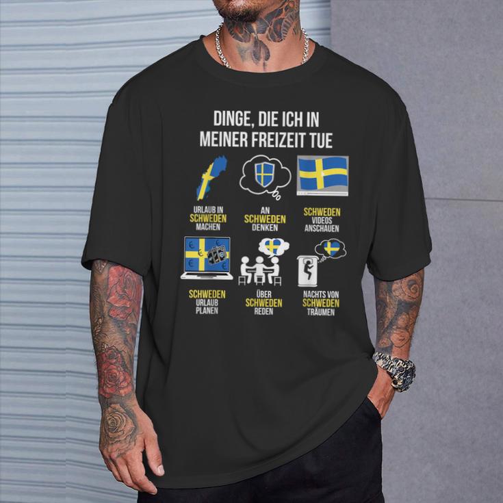 Saying Dinge Die Ich In Der Freizeit Tue Sweden T-Shirt Geschenke für Ihn