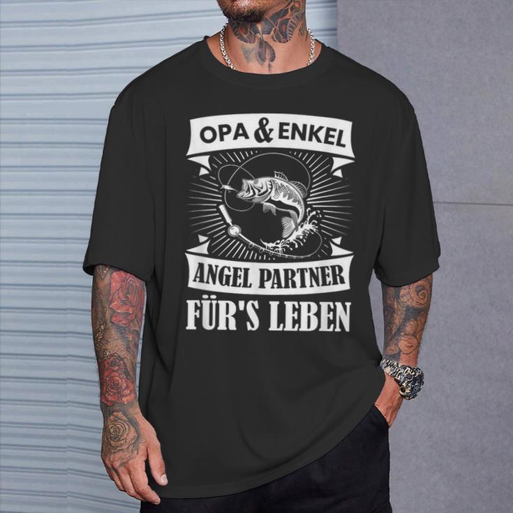 Grandpa And Grandson Angel Partner Fishing Partner Father's Day T-Shirt Geschenke für Ihn