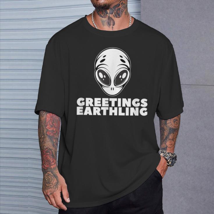 Greetings Earthling Alien For Nager T-Shirt Geschenke für Ihn