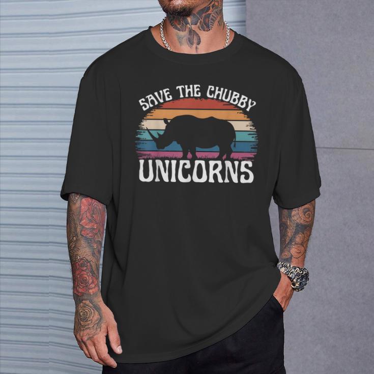 Guardar Los Unicornios Gorditosintage Rinoceronte Derechos Animales Divertido Camiseta unisex Regalos para él