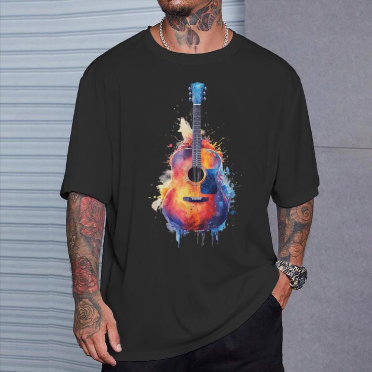 Guitar Splash Watercolour For Guitarists Electric Guitars T-Shirt Geschenke für Ihn