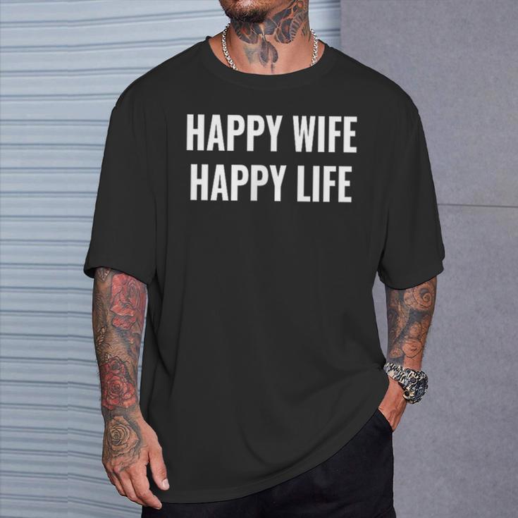 Happy Wife Happy Life Für Gute Ehemänner T-Shirt Geschenke für Ihn