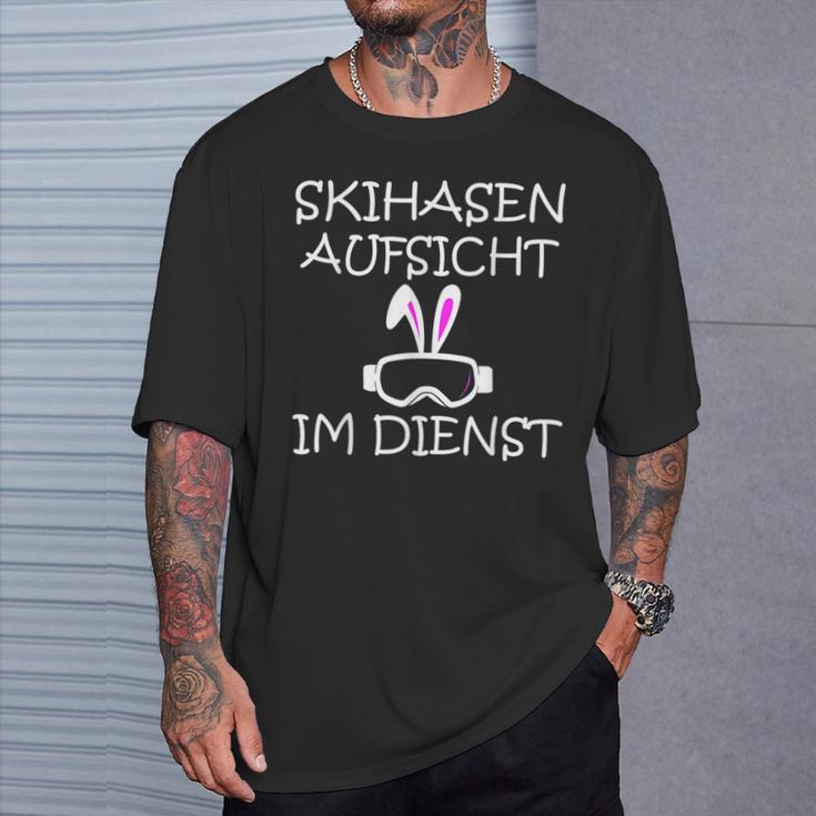 Herren Skihasen Aufsicht Im Dienst Skifahren Après-Ski Witzig T-Shirt Geschenke für Ihn