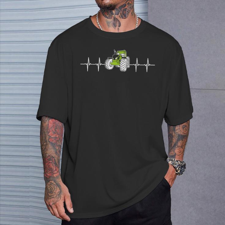 Herzschlag Traktor Bauer Ekg Puls Trecker Landwirt Geschenk T-Shirt Geschenke für Ihn