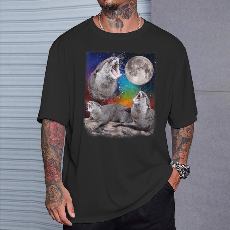 Howling Wolf Otter Moon Galaxy Parody T-Shirt Geschenke für Ihn