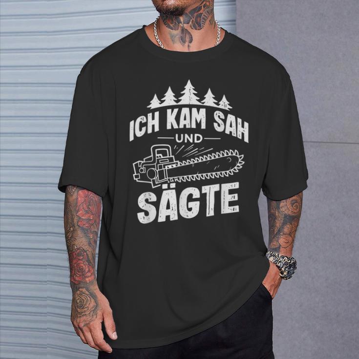 Ich Kam Sah Und Säte Chainsaw Lumberjack T-Shirt Geschenke für Ihn