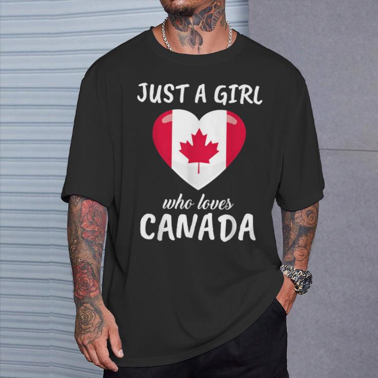 Just A Girl Who Loves Canada Travel Football Canada T-Shirt Geschenke für Ihn