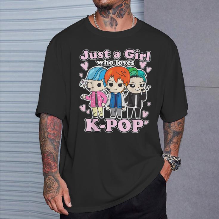 K-Pop Just A Girl Who Loves K-Pop Korean Pop Band T-Shirt Geschenke für Ihn