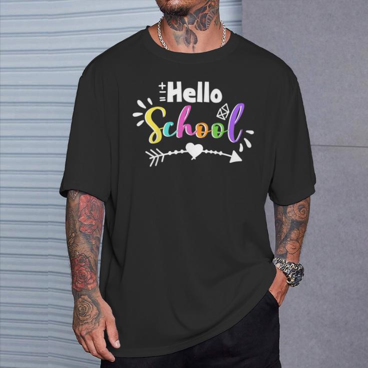 Kids Hello School Heart Arrow Back To School Student Teacher T-Shirt Gifts for Him