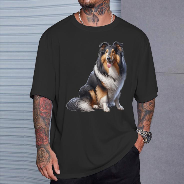 Langhaar Collie Motiv Collie T-Shirt Geschenke für Ihn